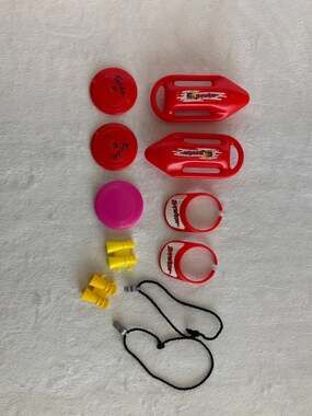 Vtg 1994 Baywatch Barbie & Ken Accessories Rescue Buoy Visor Binoculars Frisbee